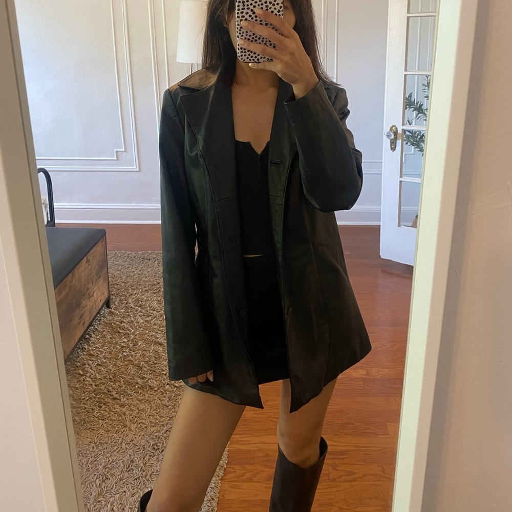 Vintage black leather blazer